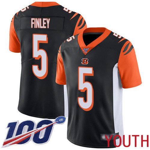 Cincinnati Bengals Limited Black Youth Ryan Finley Home Jersey NFL Footballl 5 100th Season Vapor Untouchable